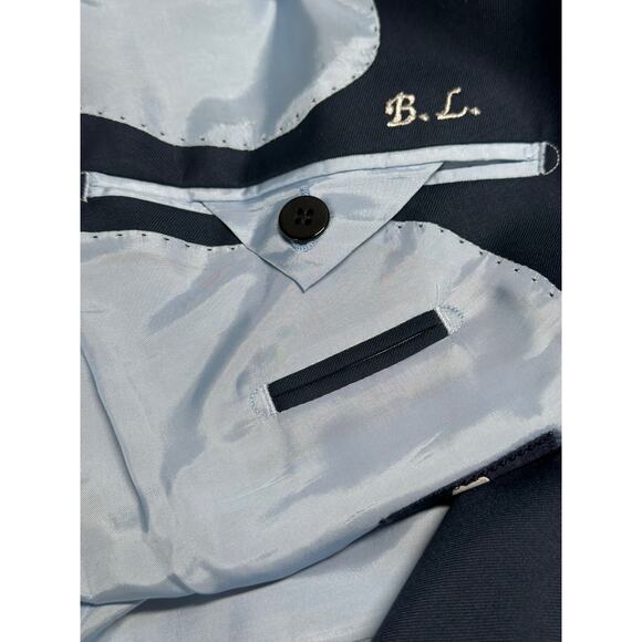 Oliver Wicks Suit Jacket Mens 40L Navy 100% Wool Sport Coat Business Preppy - Picture 8 of 11